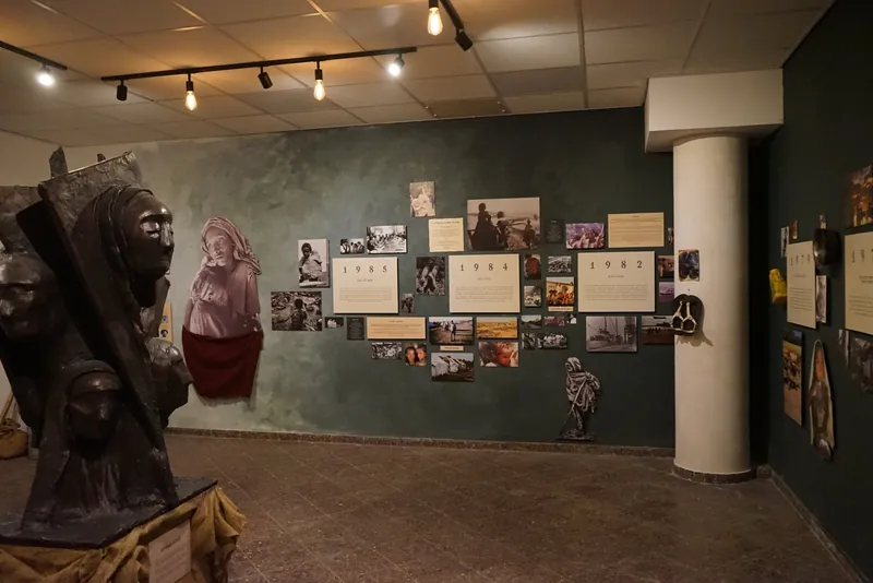 Wide view of a national Ethiopian Jewish heritage room built by Shidrah Studio